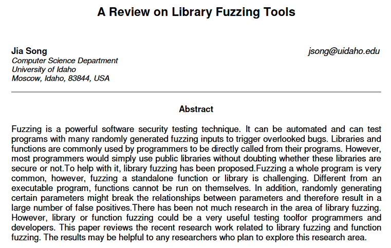 A Review on Library Fuzzing Tools